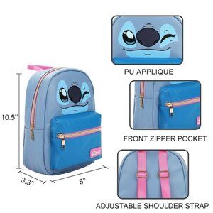 Disney  Bioworld Stitch Mini Backpack 10.5" Faux Leather